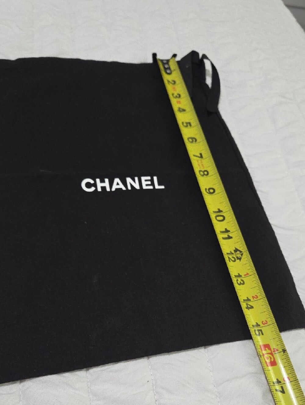 CHANEL Black Drawstring Dust Bag with White Logo - Picture 3 of 3